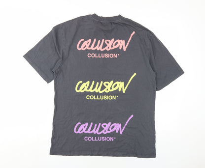Womens UK Size XS COLLUSION Grey Basic T-Shirt