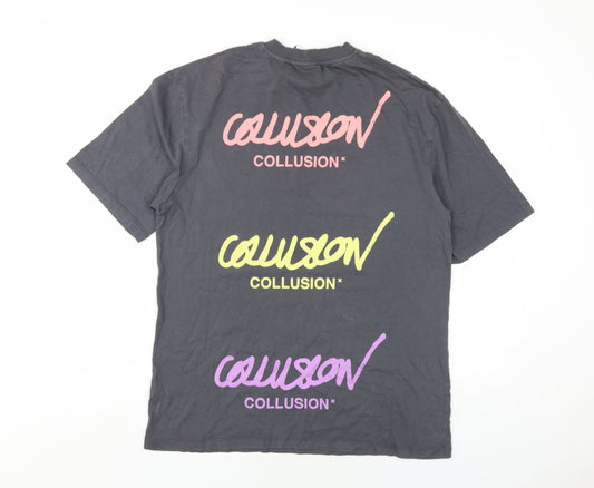 Womens UK Size XS COLLUSION Grey Basic T-Shirt