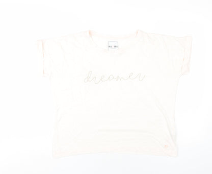 Iris & Edie Womens Pink Cotton Basic T-Shirt Size 8 Round Neck