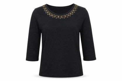 Womens UK Size 10 EWM Black Basic T-Shirt