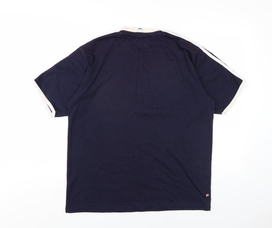 Lonsdale Mens Blue Cotton T-Shirt Size M V-Neck