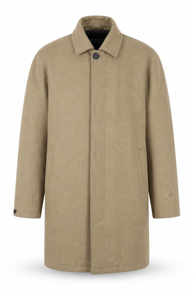 Only & Sons Mens Beige Overcoat Coat Size L Button