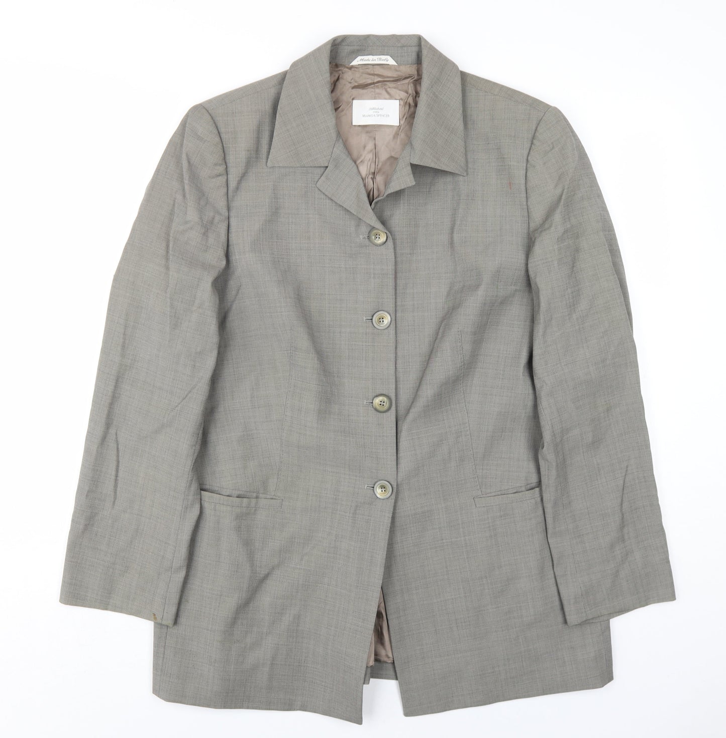 Marks and Spencer Womens Grey Wool Jacket Blazer Size 16