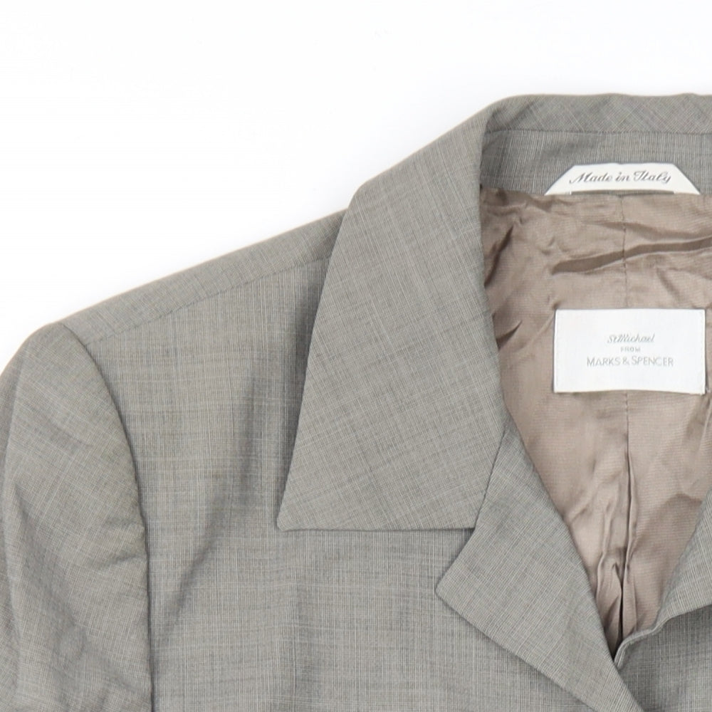Marks and Spencer Womens Grey Wool Jacket Blazer Size 16