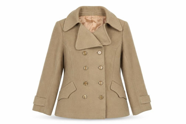 Weldrest Womens Beige Pea Coat Coat Size M Button