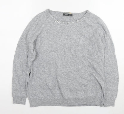 Womens UK Size L Bonmarché Grey Pullover Jumper