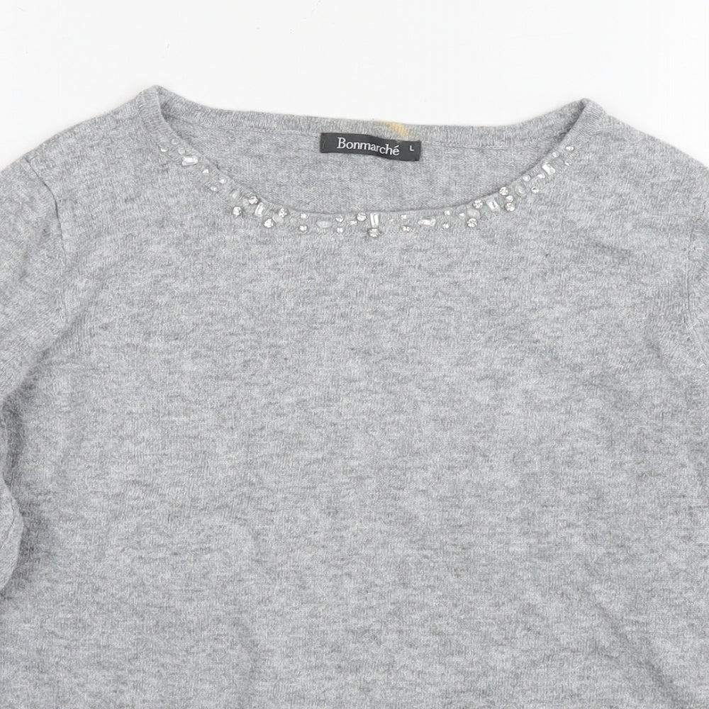 Womens UK Size L Bonmarché Grey Pullover Jumper