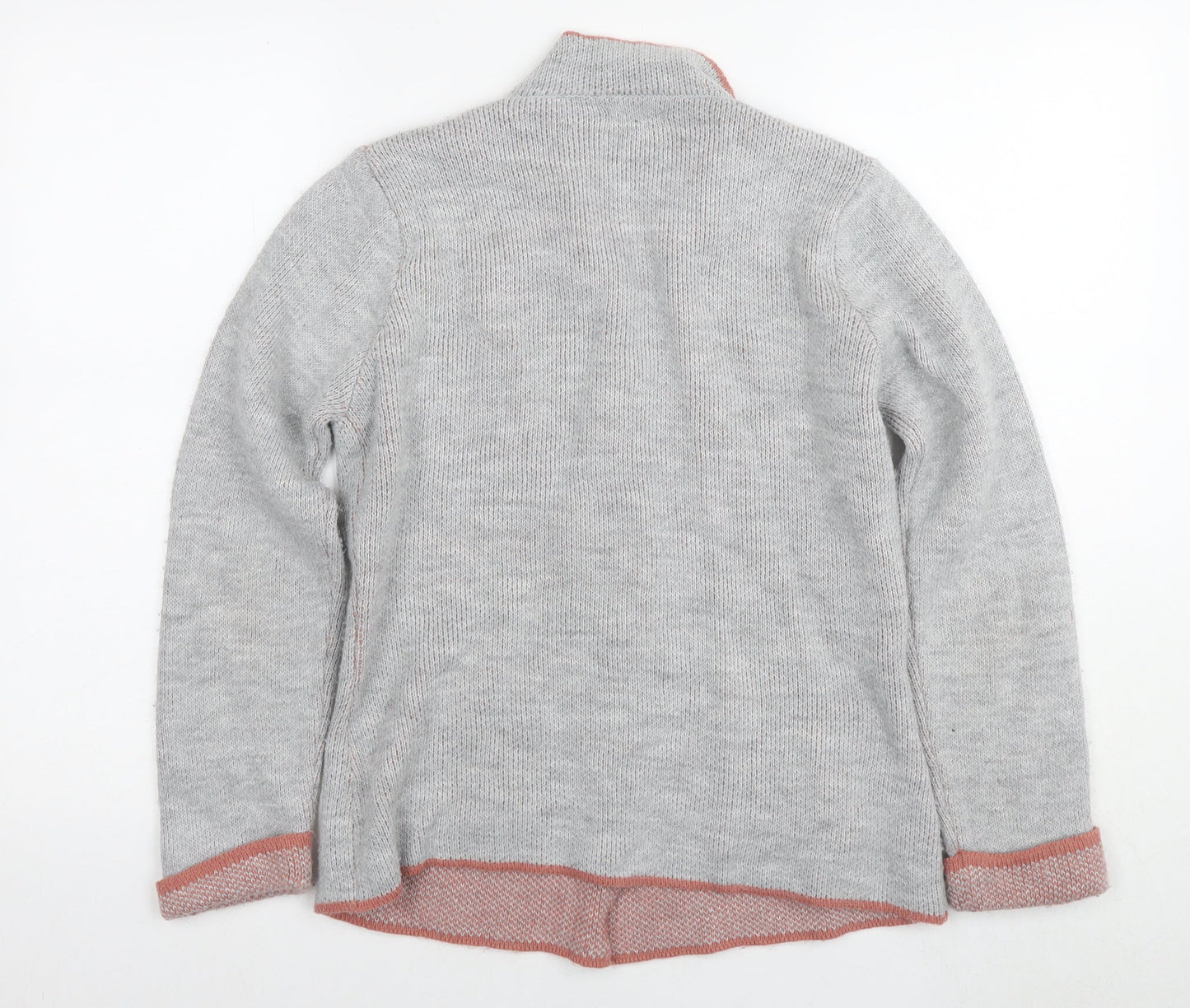 Yaida Womens Grey Round Neck Acrylic Cardigan Jumper Size L