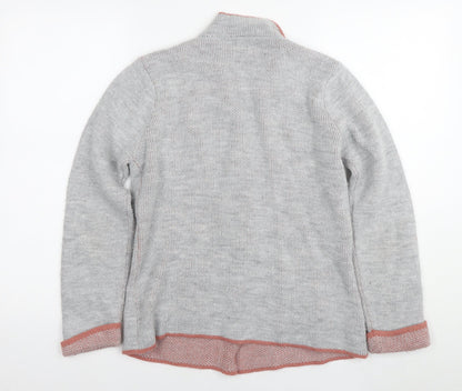 Yaida Womens Grey Round Neck Acrylic Cardigan Jumper Size L