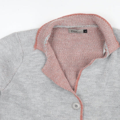 Yaida Womens Grey Round Neck Acrylic Cardigan Jumper Size L