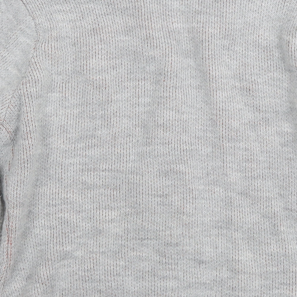 Yaida Womens Grey Round Neck Acrylic Cardigan Jumper Size L