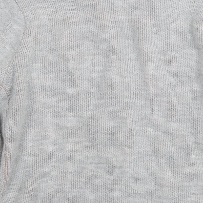 Yaida Womens Grey Round Neck Acrylic Cardigan Jumper Size L