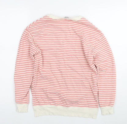 Khost Womens Pink Striped Cotton Pullover Sweatshirt Size 8 Pullover