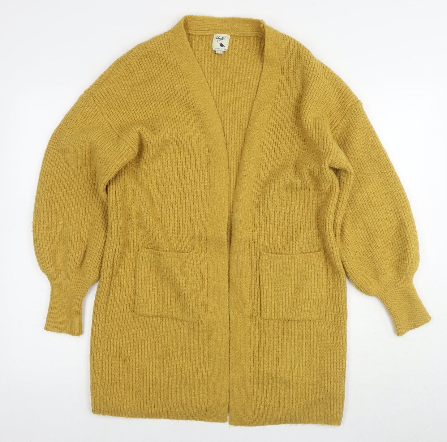 Womens UK Size S Yumi Yellow Cardigan Jumper