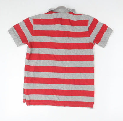 Gap Boys Grey Striped Cotton Basic Polo Size 8-9 Years Collared Pullover