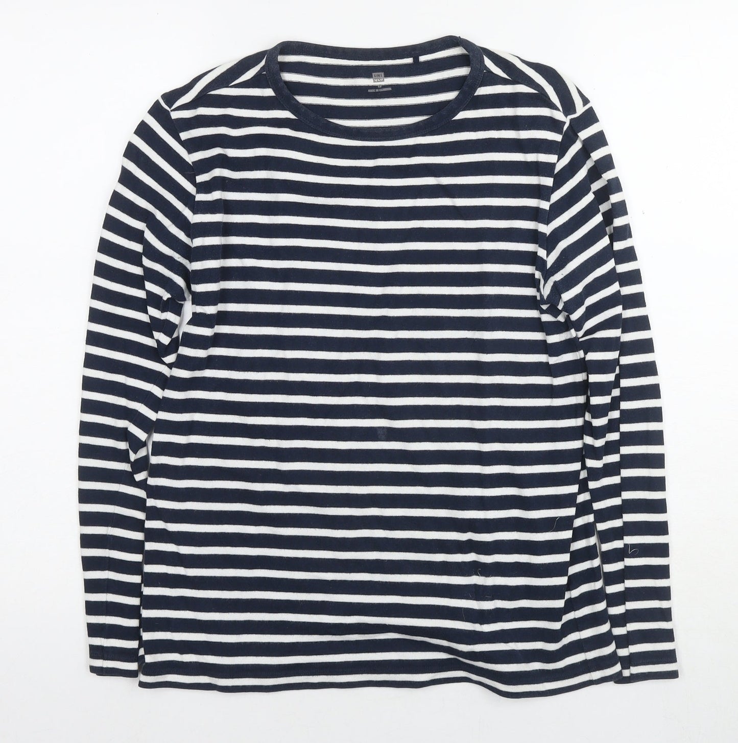 Uniqlo Girls Blue Round Neck Striped Cotton Tunic Jumper Size 13 Years Pullover