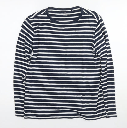 Uniqlo Girls Blue Round Neck Striped Cotton Tunic Jumper Size 13 Years Pullover