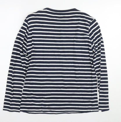 Uniqlo Girls Blue Round Neck Striped Cotton Tunic Jumper Size 13 Years Pullover