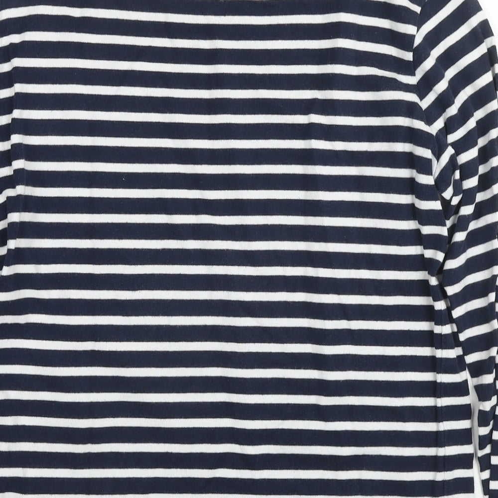 Uniqlo Girls Blue Round Neck Striped Cotton Tunic Jumper Size 13 Years Pullover