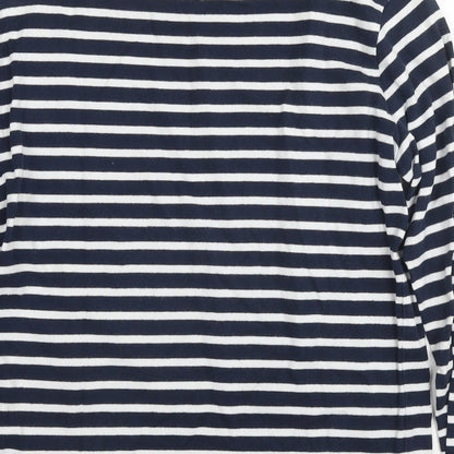 Uniqlo Girls Blue Round Neck Striped Cotton Tunic Jumper Size 13 Years Pullover