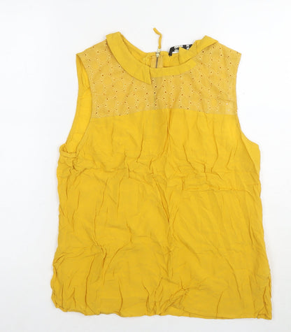 Womens UK Size 14 Oasis Yellow Basic Tank