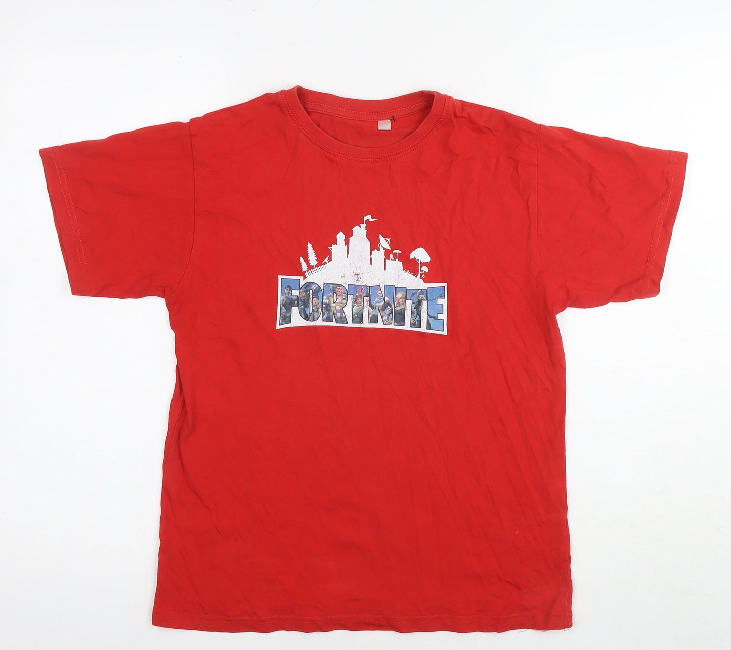 Fortnite Boys Red Cotton Basic T-Shirt Size 12 Years Round Neck Pullover - Age 12-14 Years Logo
