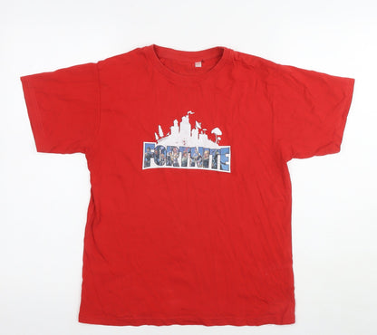 Fortnite Boys Red Cotton Basic T-Shirt Size 12 Years Round Neck Pullover - Age 12-14 Years Logo