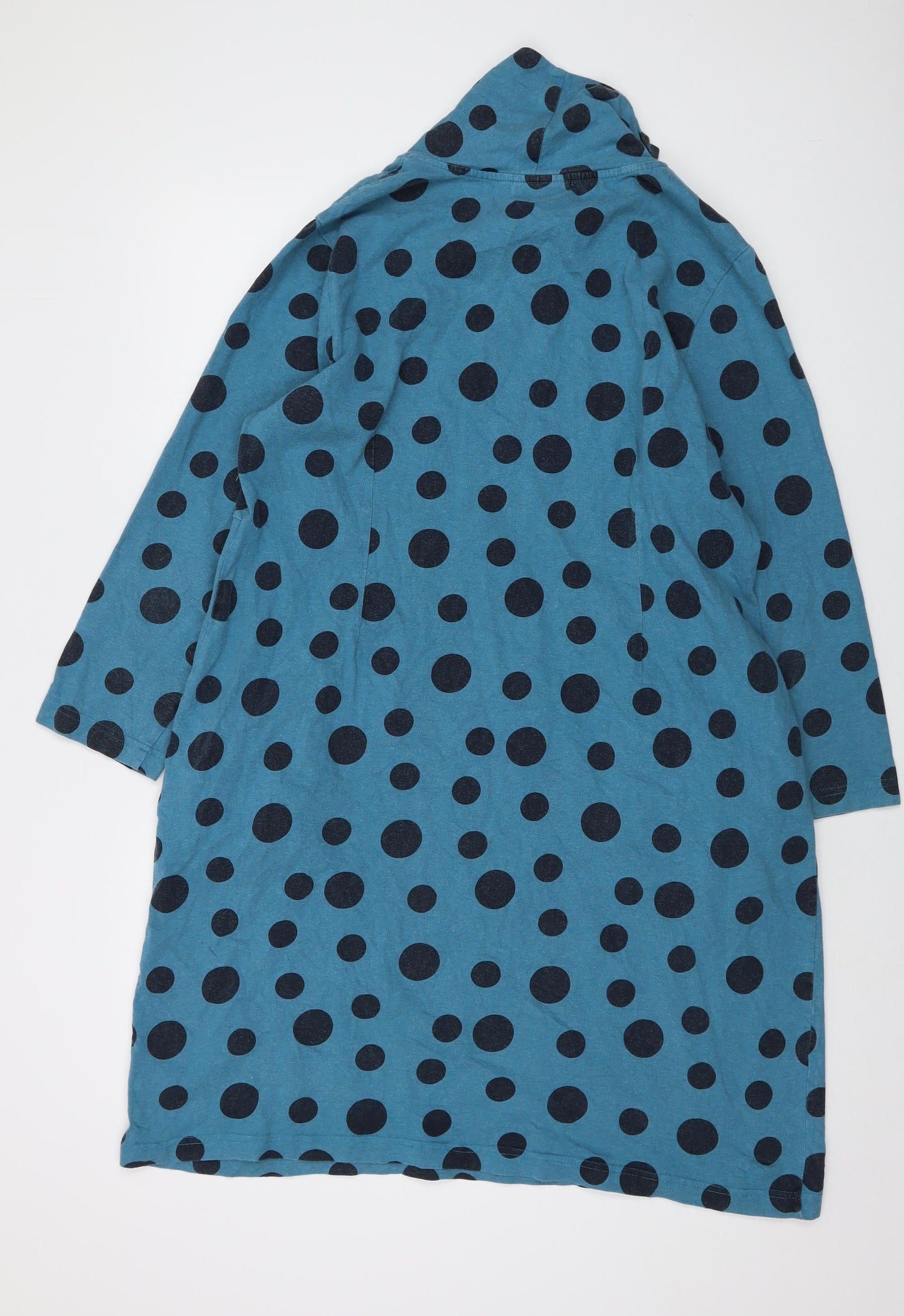 Adnini Womens Blue Polka Dot Cotton A-Line Size 16 Roll Neck Pullover