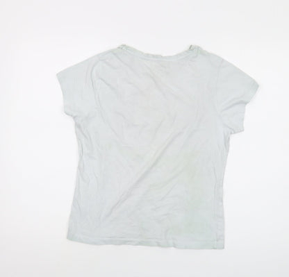 Womens UK Size 6 Disney Blue Basic T-Shirt