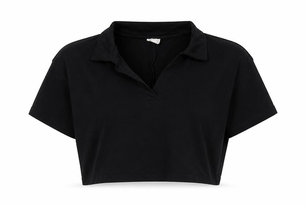 Womens UK Size M Cotton On Black Cropped T-Shirt