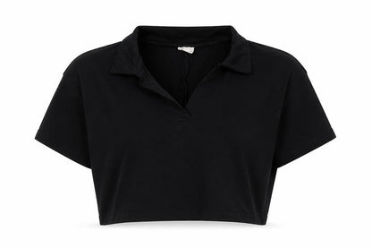 Womens UK Size M Cotton On Black Cropped T-Shirt