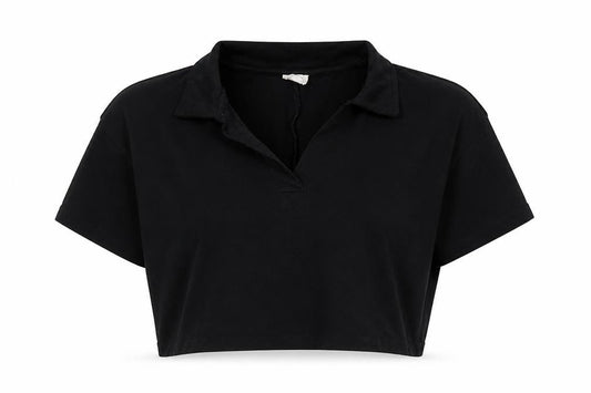 Womens UK Size M Cotton On Black Cropped T-Shirt