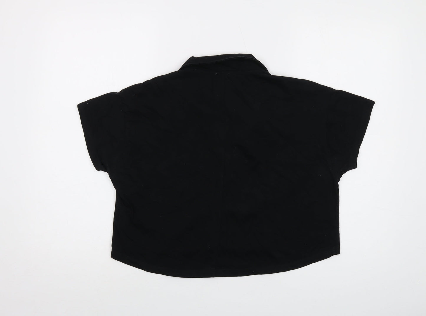 Cotton On Womens Black Cotton Cropped T-Shirt Size M V-Neck