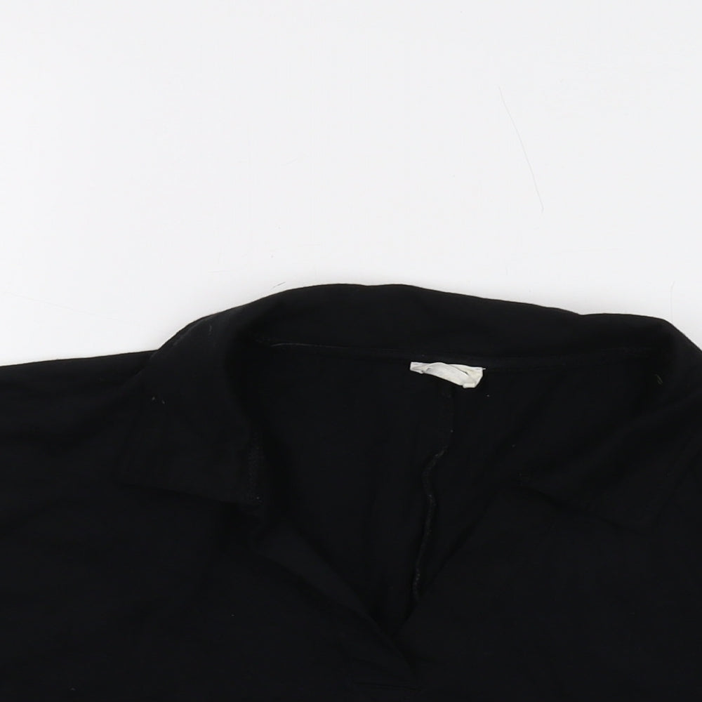 Cotton On Womens Black Cotton Cropped T-Shirt Size M V-Neck