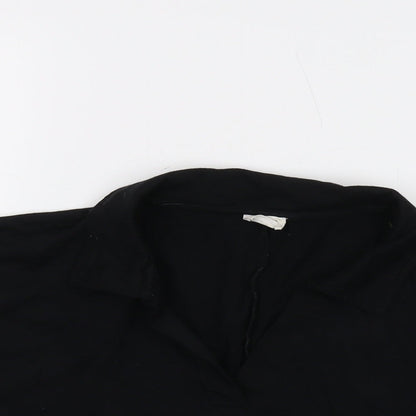 Cotton On Womens Black Cotton Cropped T-Shirt Size M V-Neck