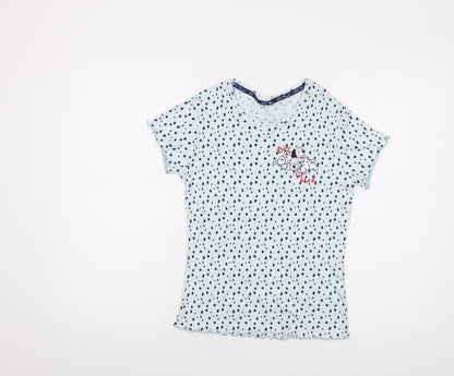 Disney Womens Blue Geometric Viscose Basic T-Shirt Size 8 Crew Neck - 101 Dalmatians