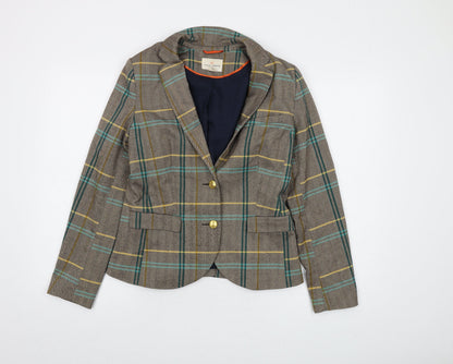 Holly & Whyte Womens Beige Plaid Jacket Size 14 Button