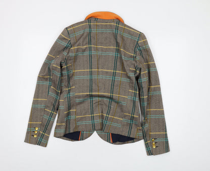 Holly & Whyte Womens Beige Plaid Jacket Size 14 Button