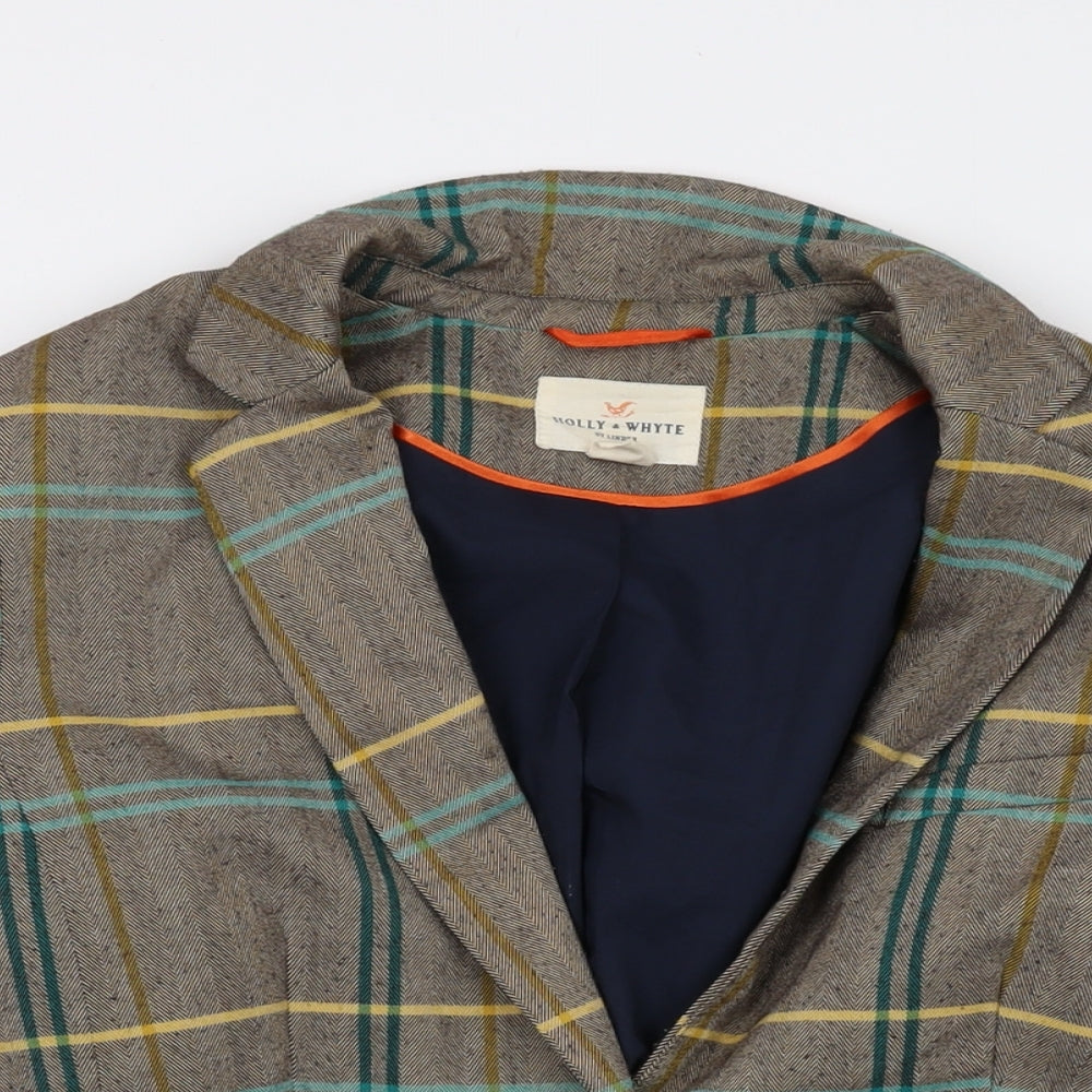 Holly & Whyte Womens Beige Plaid Jacket Size 14 Button