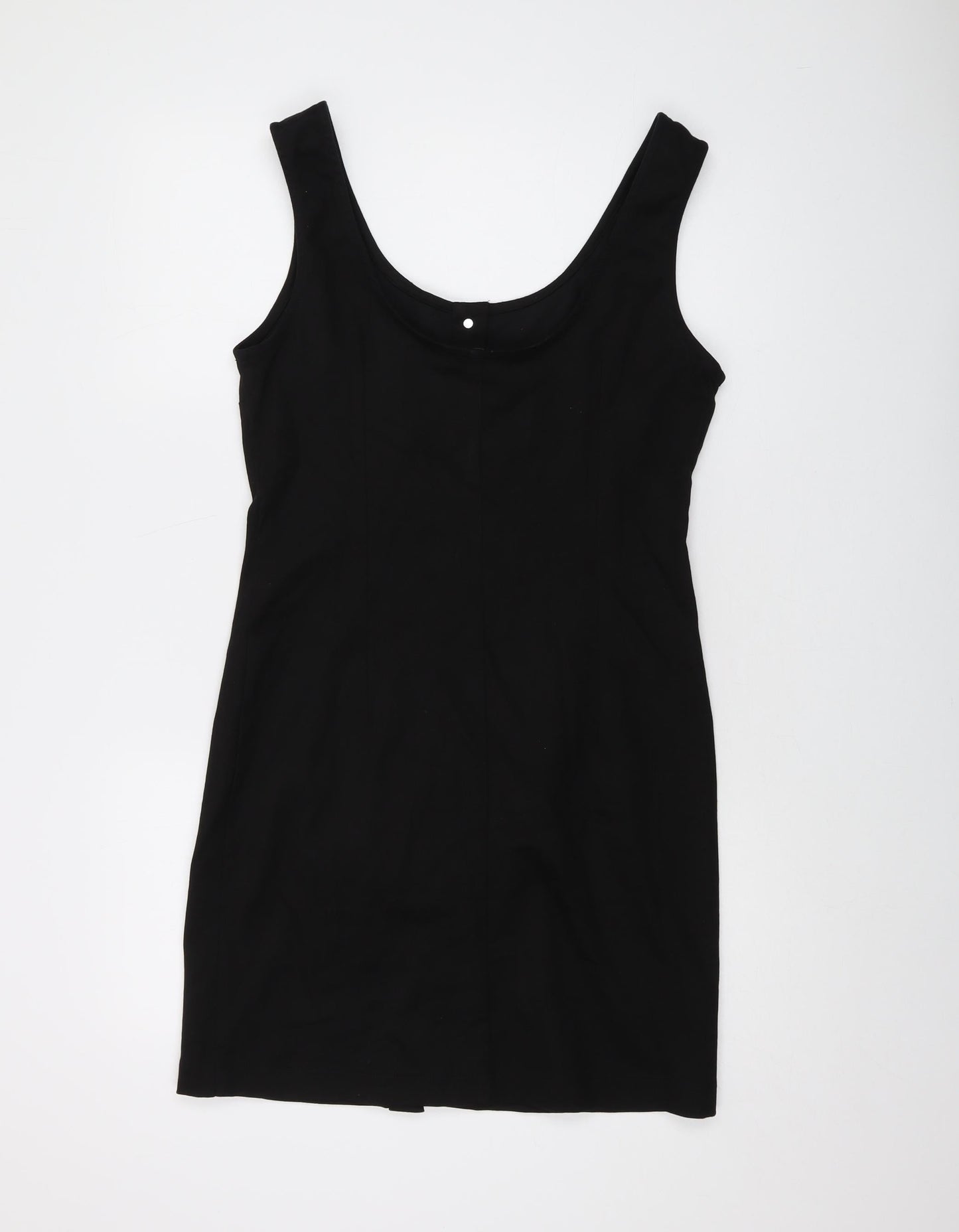 Oasis Womens Black Cotton Mini Size 12 Round Neck Button