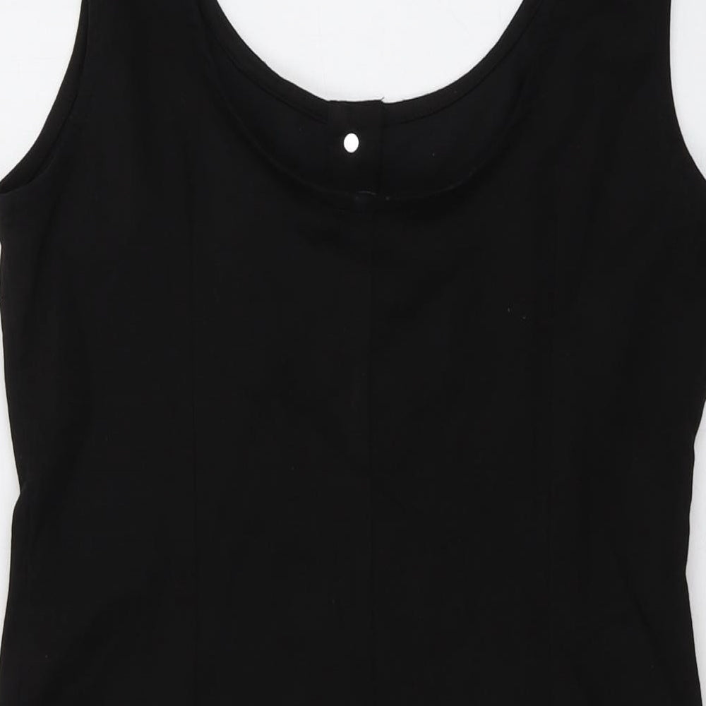 Oasis Womens Black Cotton Mini Size 12 Round Neck Button