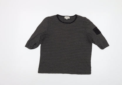 Jones New York Womens Brown Striped Cotton Basic T-Shirt Size M Round Neck