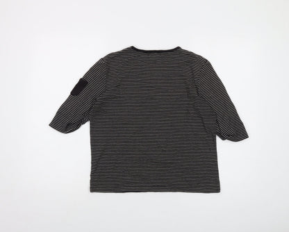 Jones New York Womens Brown Striped Cotton Basic T-Shirt Size M Round Neck