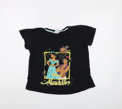 Womens UK Size 8 Disney Black Basic T-Shirt