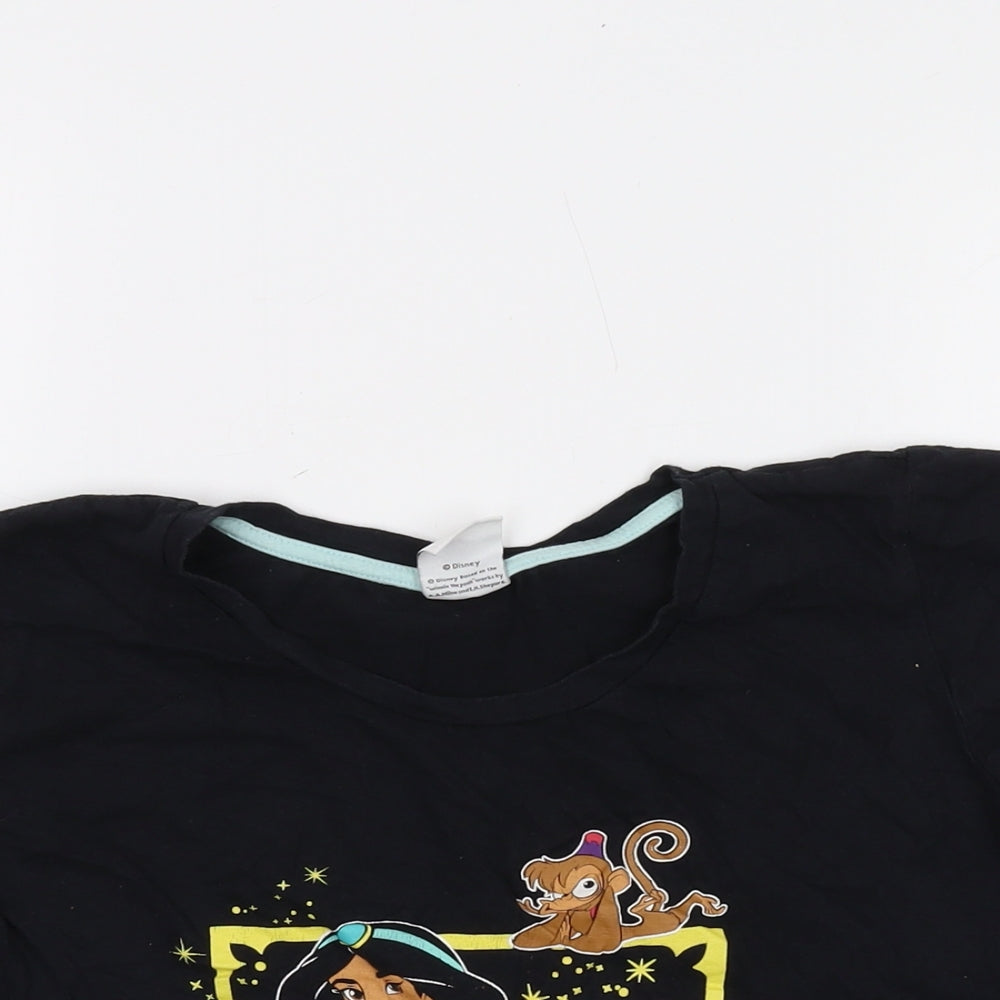 Womens UK Size 8 Disney Black Basic T-Shirt