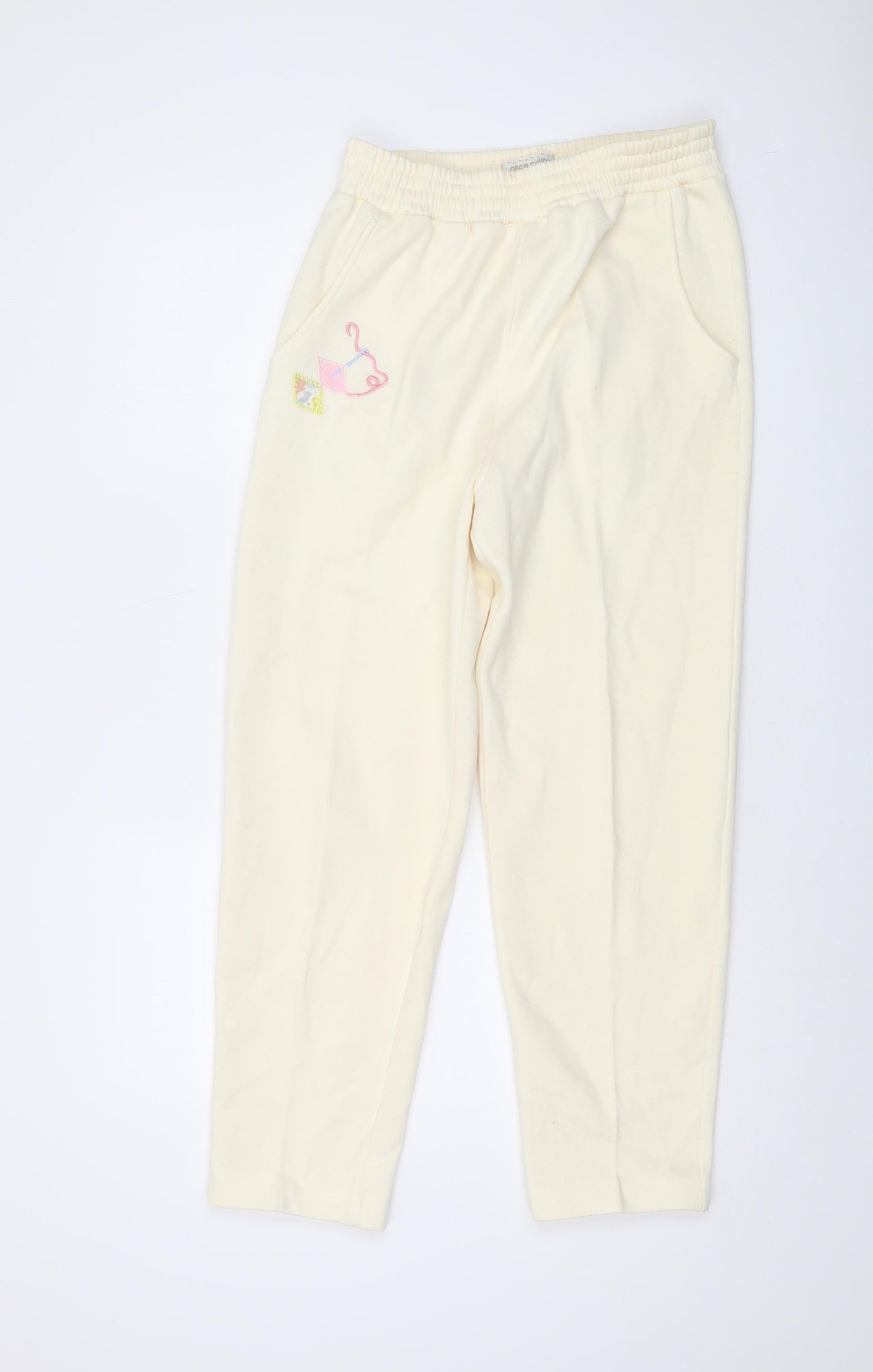 Alice Collins Womens Ivory Polyester Trousers Size S L27 in Regular