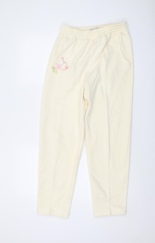 Alice Collins Womens Ivory Polyester Trousers Size S L27 in Regular