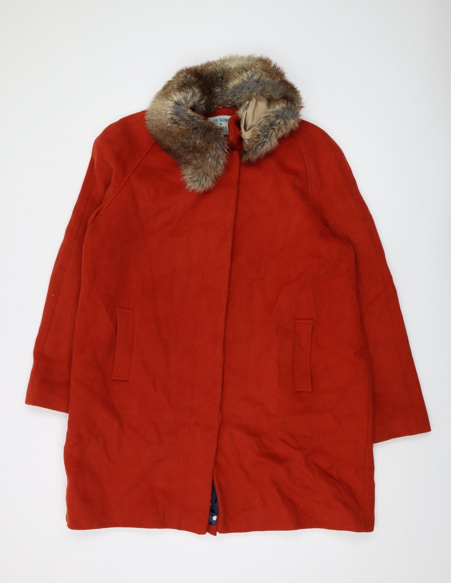 Dickins & Jones Womens Red Overcoat Coat Size 18 Button
