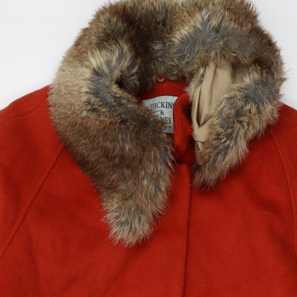 Dickins & Jones Womens Red Overcoat Coat Size 18 Button