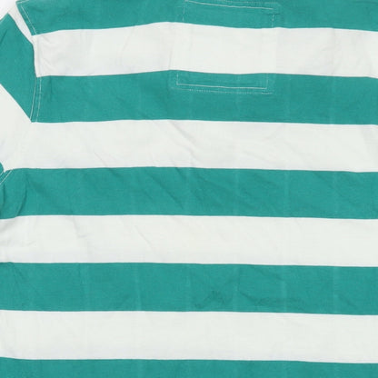 Pepe Jeans Mens Green Striped Cotton Polo Size S Collared Button - Cambridge
